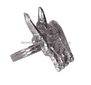 Dear Look <b>Silver</b> Finish Handcrafted <b>napkin</b> <b>Silver</b> Aluminum Deer Head Aluminum <b>Napkin</b> Ring By Decor Impex Handmade Designs - Product Image 1