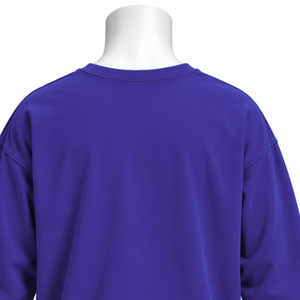T-shirt à manches longues inversé bleu marine, coupe ample, en coton, épaules tombantes, style vintage décontracté, unisexe, streetwear - Product Image 4