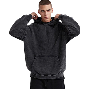 Sweat à capuche oversize délavé vintage 400 GSM, effet délavé à l'acide, streetwear, vierge, personnalisable, unisexe, en polaire polyester/coton avec poche - Product Image 1