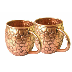 Tasses à Moscow Mule en cuivre pur martelé, faites à la main, de qualité alimentaire, en cuivre massif, pour la bière, articles de bar haut de gamme, pour la maison et l'usage quotidien - Product Image 1