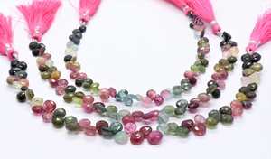 ลูกปัดทัวร์มาลีนธรรมชาติทรงหยดน้ำเจียระไน ขนาด 5.5-6 มม. ทัวร์มาลีนสีแตงโม ร้อยเป็นเส้นยาว 8 นิ้ว ราคาขายส่ง - Product Image 5