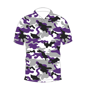 เสื้อโปโลลายพรางสีม่วงเทาดำสำหรับผู้ชายแขนสั้นเสื้อยืดกอล์ฟพิมพ์ลายลำลอง - Product Image 1