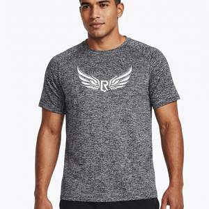 T-shirt à manches courtes gris chiné pour homme avec logo blanc imprimé sur le devant, coupe décontractée en jersey à séchage rapide - Product Image 6