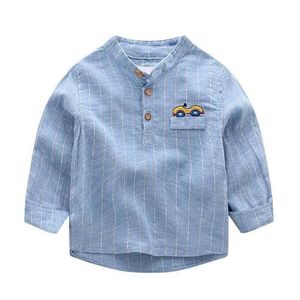 Chemise à manches longues pour garçons, couleur crème, imprimé éléphant de dessin animé, col rabattu, poche, coupe ample, haut pour enfants - Product Image 3