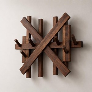 Rustic Wooden <b>Coat</b> <b>Rack</b> <b>Wall</b> <b>Mounted</b> Hook Organizer Handmade Solid Wood Storage Solution for Home Entryway - Product Image 2
