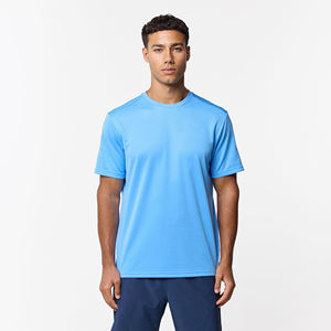 Camiseta de Manga Corta para Hombre, Cuello Redondo, Color Azul Claro, 100% Algodón Jersey, Tejido Casual, Color Sólido, Transpirable, Secado Rápido, 180g, Corte Regular - Product Image 3