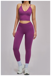 Women's 2-Piece Yoga Set Solid Black Scoop Neck Racerback Crop <b>Top</b> High Waist Full Length <b>Leggings</b> Plus Size Seamless Four-Way - Product Image 3