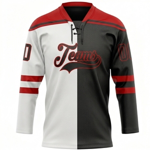 Camiseta de Hockey sobre Hielo Sublimada al por Mayor, Transpirable, de Malla, Manga Tres Cuartos, Cuello en V, con Impresión del Nombre del Equipo, Corte Regular para Adultos - Product Image 3