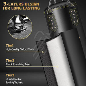 Kit de sac de frappe de boxe le plus vendu – Matériaux en nylon et cuir, robuste, hauteur réglable – Équipement d'entraînement durable – Offre spéciale - Product Image 2