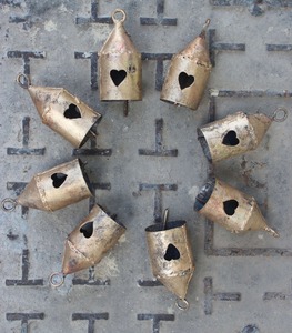 Best Selling Heart Shaped Iron Metal Tin Love Bells Set <b>Rustic</b> Hanging Decor for <b>Door</b> Window and Balcony Available for Sale - Product Image 4