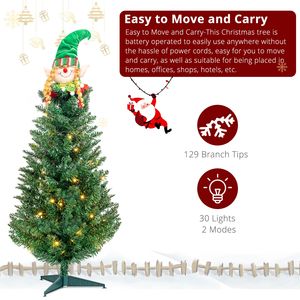 Albero di Natale Realistico Pieghevole Verde da Esterno in PE con 129 Rami in PVC, Supporto in Ferro e Decorazione Babbo Natale, 90 cm - Product Image 5