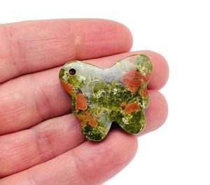 Natural Unakite Butterfly Pendant Handcrafted <b>Crystal</b> Butterfly Charm for Jewelry Making - Product Image 1
