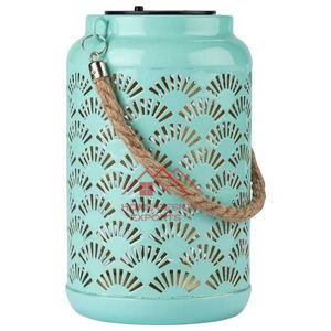 Lanterne artisanale en métal émaillé, support de bougie décoratif de luxe pour la maison, support de bougie chauffe-plat - Product Image 6