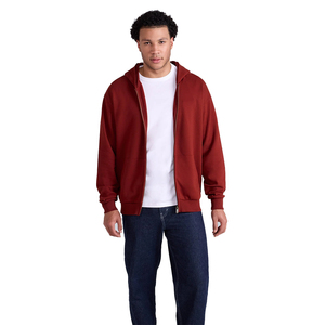 Fashionable Zipper <b>Hoodies</b> for Men's <b>Red</b> Color Heavyweight Full Sleeve Breathable Oversized Vintage Washed Digital Printing - Product Image 5