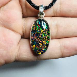 NIKHIL GEMS Natural Black <b>Opal</b> <b>Pendant</b> Handmade 925 Sterling Silver Vintage Engagement Jewelry for Women Third Party Appraisal - Product Image 6