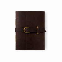 Carnet à couverture rigide en cuir marron foncé épais fait main, à feuilles mobiles, avec stylo – Design de livre vintage de haute qualité, bordure déchirée antique, cadeau
