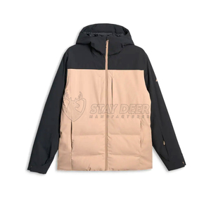 Veste de ski à capuche pour homme, bicolore, imperméable, isolation synthétique, fermeture éclair, vêtements d'hiver pour l'extérieur - Product Image 1