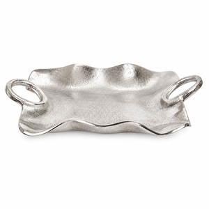 Luxury Vintage <b>Silver</b> Metal Serving Tray with Ring Handles Decorative Aluminum Platter for Hotel Restaurant & Wedding Party - Product Image 4