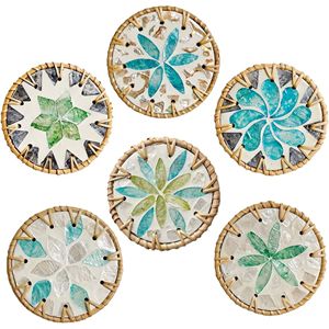 Natural Woven Mother of Pearl Rattan <b>Coaster</b> Handmade Cup Mat for Coffee Mug Tea Cup Restaurant Supplies - Product Image 5