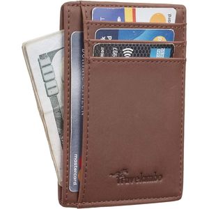 Minimalist Leather <b>RFID</b> <b>Blocking</b> Slim <b>Wallet</b> Front Pocket Money Clip Medium Size - Product Image 3