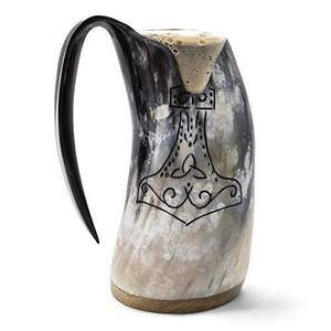 Mug en corne de buffle fait main, forme naturelle, thème animal sculpté, objet d'art de collection, artisanat buraq - Product Image 6
