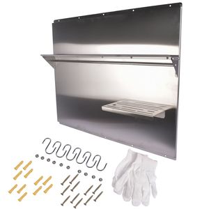 Protezione murale per cappa da cucina in acciaio inossidabile 36x29.5" con ripiano e paraschizzi - Product Image 1