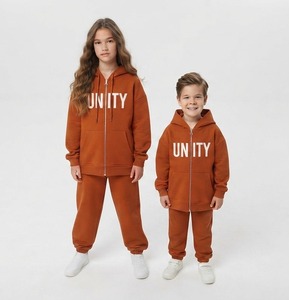 Ensemble survêtement gris à capuche pour filles, sweat-shirt et pantalon à fermeture éclair intégrale avec imprimé « l'aventure vous attend », tenue décontractée pour l'automne - Product Image 5