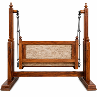 Jhula Traditionnelle d'Extérieur en Bois de Rose Indien Écologique de Qualité Supérieure |   Balançoire royale en bois sculptée à la main avec support robuste et durable |