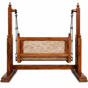 Jhula de Madera de Sheesham Premium para Interiores |   Columpio de madera real tallado a mano con soporte resistente |   Sofá de Lujo de 2 Plazas para el Hogar y la Sala de Estar - Product Image 3
