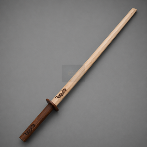 Épée d'entraînement en bois artisanale avec gravure de dragon |   Accessoire de décoration et d'entraînement en bois dur - Product Image 3