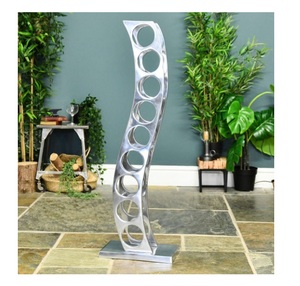 Porte-bouteilles moderne pour comptoir, noir mat, 6 bouteilles, support en métal avec étagère et plateau pour tire-bouchon, pour bar à domicile - Product Image 3