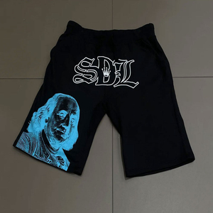 Shorts Bermuda Décontractés Homme en Coton Épais Personnalisé, Style Vintage Délavé à l'Acide avec Imprimé Graphique et Cordon de Serrage, Vente en Gros - Product Image 3