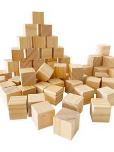Blocs carrés en bois de pin de 1 pouce, cubes en bois naturel vierges, blocs en bois massif pour l'artisanat et les projets de bricolage - Product Image 4