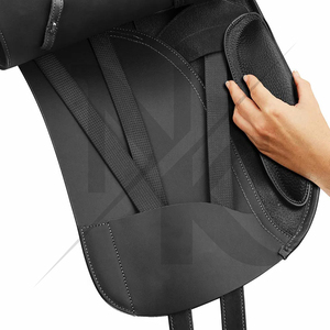 Silla de doma profesional monoflap de cuero vacuno premium, silla inglesa de asiento profundo, productos de carreras de caballos ingleses de la India. - Product Image 3