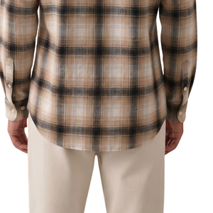 Chemise en flanelle à carreaux beige marron pour homme, manches longues, boutonnée, décontractée, en tissu brossé doux et respirant, style streetwear, vente en gros - Product Image 6