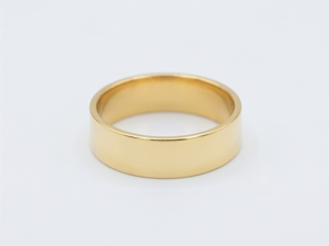 DIVYORO Men's Classic 22k Gold Plated <b>Plain</b> Band <b>Ring</b> - Product Image 1