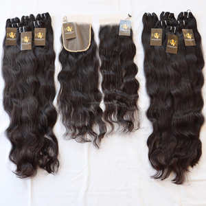 Vendeurs de cheveux bruts brésiliens en vison, mèches de cheveux humains vierges avec fermeture en dentelle transparente, cuticule brésilienne brute alignée, cheveux ondulés - Product Image 1