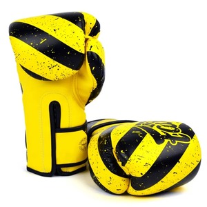 ถุงมือชกมวย Fairtex สีเหลือง/ดำ รุ่นยอดนิยม คุณภาพเยี่ยม หนังแท้ พร้อมเชือกผูกแบบพิเศษ สำหรับฝึกซ้อมศิลปะการต่อสู้ระดับมืออาชีพ - Product Image 2