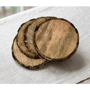 Juego de Posavasos Redondos de Madera Maciza Ecológica, Decoración de Mesa Natural Hecha a Mano - Product Image 1
