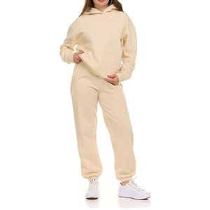 Conjunto Deportivo de 2 Piezas para Mujer, Sudadera y Pantalón de Felpa, Conjunto Informal para Estar en Casa, Chándal Cómodo para Correr, Ropa de Casa para Invierno - Product Image 1