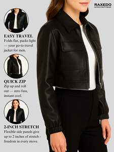 Veste en cuir de cowgirl pour femmes, manteau court d'hiver pour femmes, vêtements d'extérieur en cuir élégants pour femmes - Product Image 3