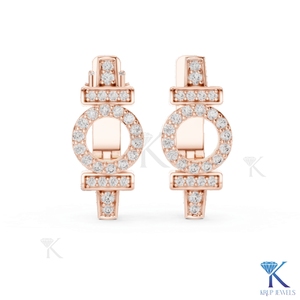 Pendientes de Aro Geométricos con Diamantes CVD HPHT Cultivados en Laboratorio, Chapados en Oro Sólido de 14K, Joyería Fina de Lujo para Mujer, para Bodas - Product Image 6
