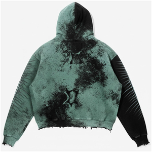 Up Felt Premium Heavyweight Men’s Skeleton Graphic Hoodie Acid Wash Distressed Streetwear Oversized Punk <b>Style</b> Hooded Sweats - Product Image 2