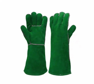 Gants de travail en cuir de vachette souple vert, résistants à la chaleur et aux étincelles, pour le soudage industriel, usage intensif - Product Image 3
