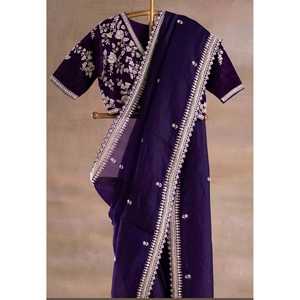 Hermoso Sari con Bordado Zari para Fiestas, Blusas y Camisas para Mujer - Product Image 6