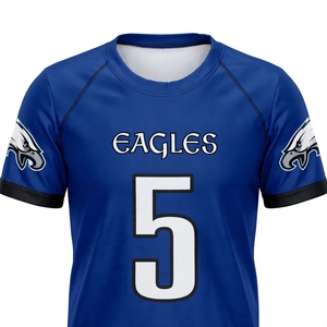 Camiseta de Fútbol Azul Personalizada para Deportistas, Número 5 Sublimado, Manga Corta, Uniforme Deportivo para Equipo, Venta al Por Mayor - Product Image 4