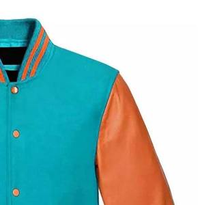 Wool varsity <b>jacket</b> <b>leather</b> sleeve for men classic <b>retro</b> varsity baseball sports uniform design - Product Image 2