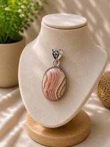 Pendentif en argent sterling avec rhodochrosite naturelle ovale bicolore, fait main, vente en gros, bijoux pour femmes, pierre de naissance, Ha Gems Best - Product Image 3