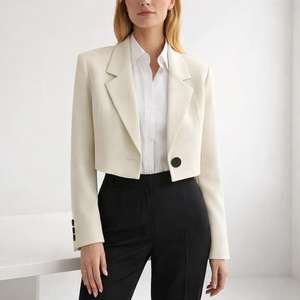 Blazer Corto de Mujer, Corte Regular, Tejido de Poliéster y Algodón, de la India - Product Image 4