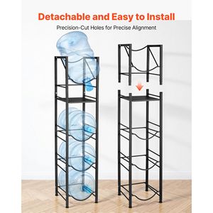 Support métallique robuste à 5 niveaux pour bouteilles d'eau de 3 à 5 gallons, étagère de rangement en fer - Product Image 3
